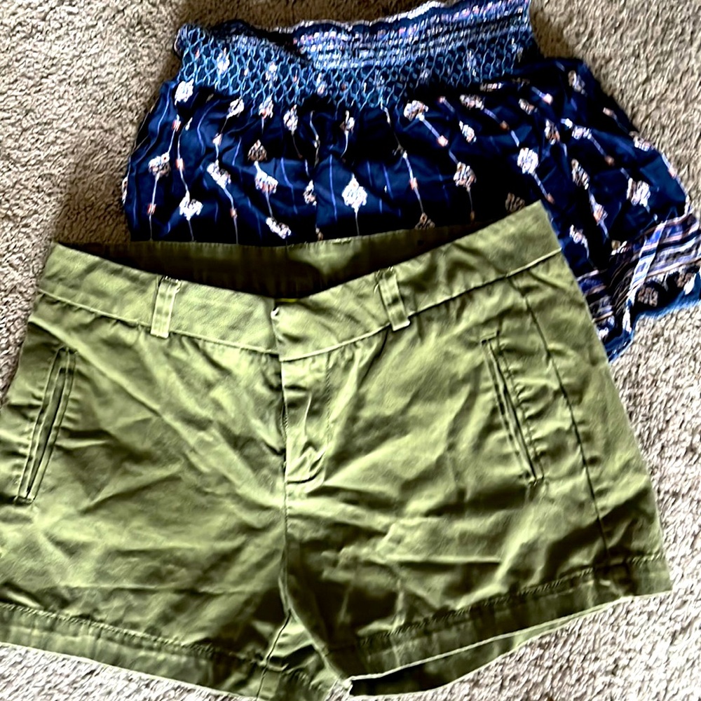 Lot of 2 shorts.  Price buys both.  Khaki pair and boho blue loose fitting